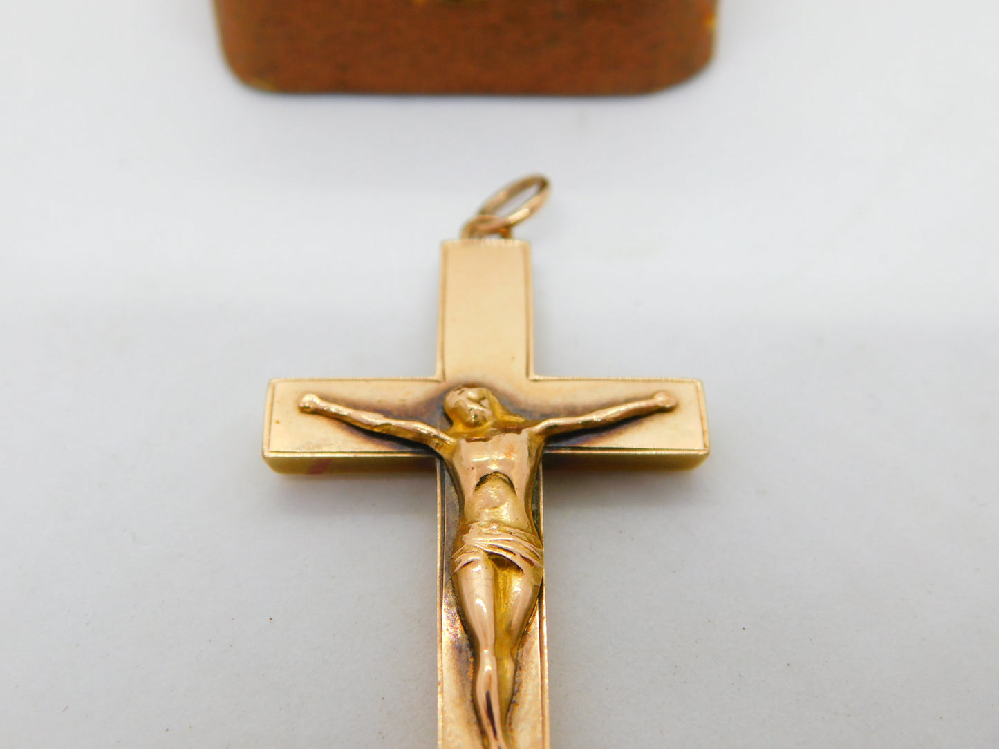 Edwardian 9ct Yellow Gold Corpus Christi Cross Pendant Antique c1910