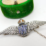 WWII Sterling Silver RAF Wings Sweetheart Brooch Pin Antique c1940