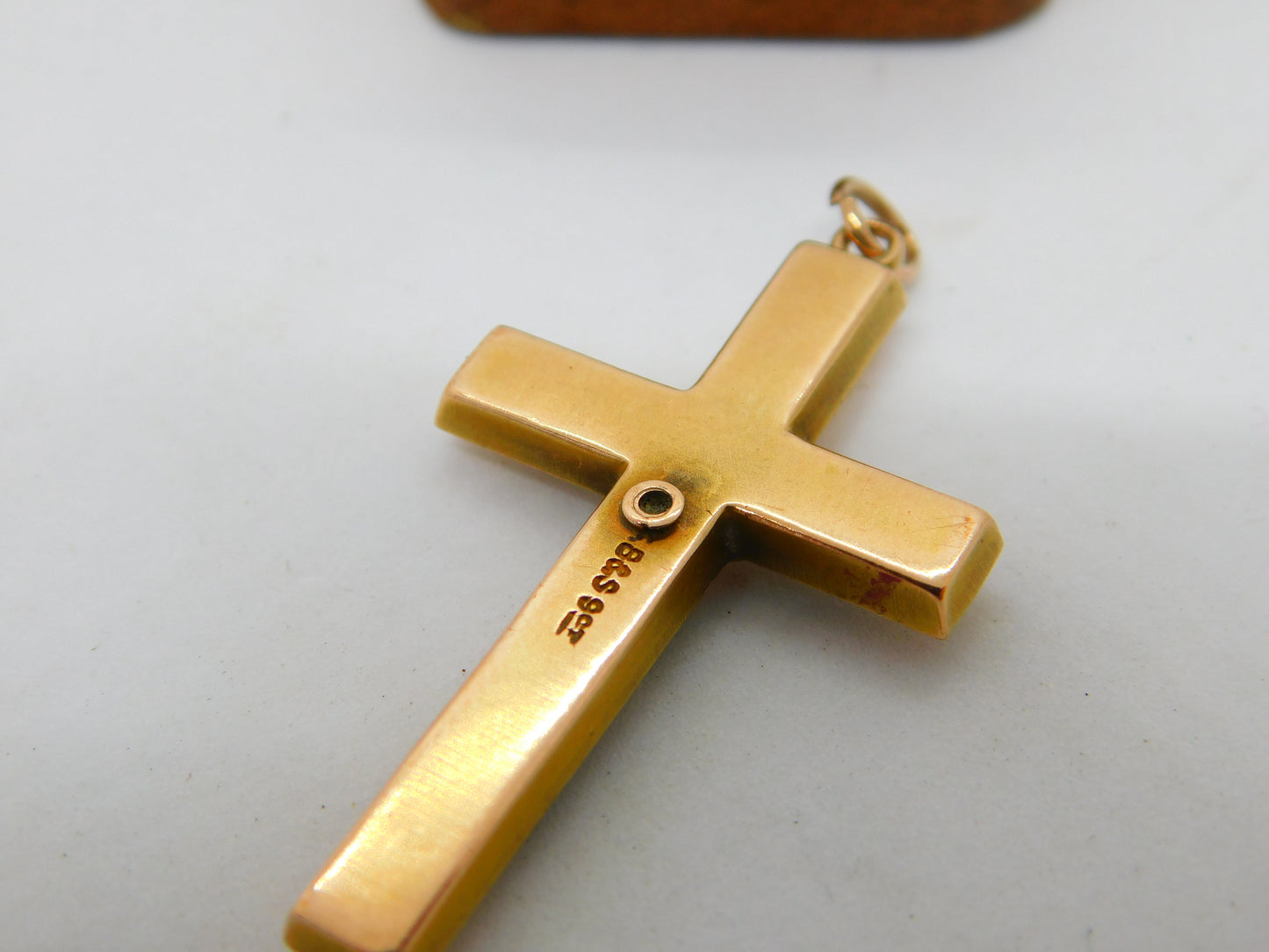 Edwardian 9ct Yellow Gold Corpus Christi Cross Pendant Antique c1910