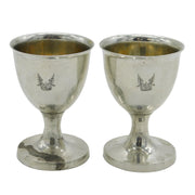 George III Pair of Sterling Silver Crested Egg Cups Antique c1780 Provincial