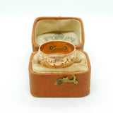 Victorian 9ct Gold Ivy Leaf Pattern Band Ring 1890 London Antique Size N UK