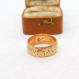 Victorian 9ct Gold Ivy Leaf Pattern Band Ring 1890 London Antique Size N UK