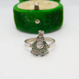 WWII Sterling Silver Enamel Royal Marines Sweetheart Ring Antique c1940