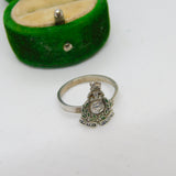 WWII Sterling Silver Enamel Royal Marines Sweetheart Ring Antique c1940