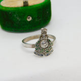 WWII Sterling Silver Enamel Royal Marines Sweetheart Ring Antique c1940