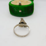 WWII Sterling Silver Enamel Royal Marines Sweetheart Ring Antique c1940