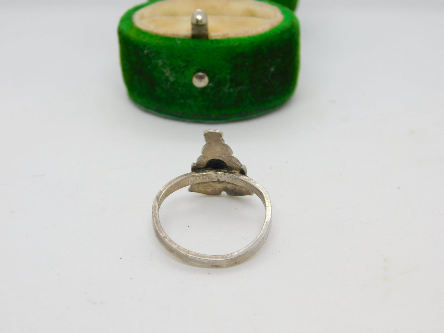 WWII Sterling Silver Enamel Royal Marines Sweetheart Ring Antique c1940