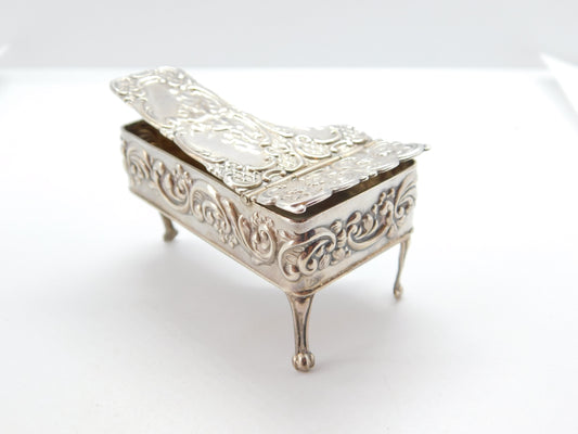 Sterling Silver Miniature Dolls House Grand Piano Ornament 1969 Birmingham