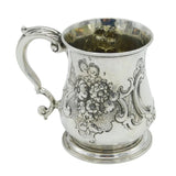 George II Sterling Silver Floral Christening Mug Tankard Antique 1749 London