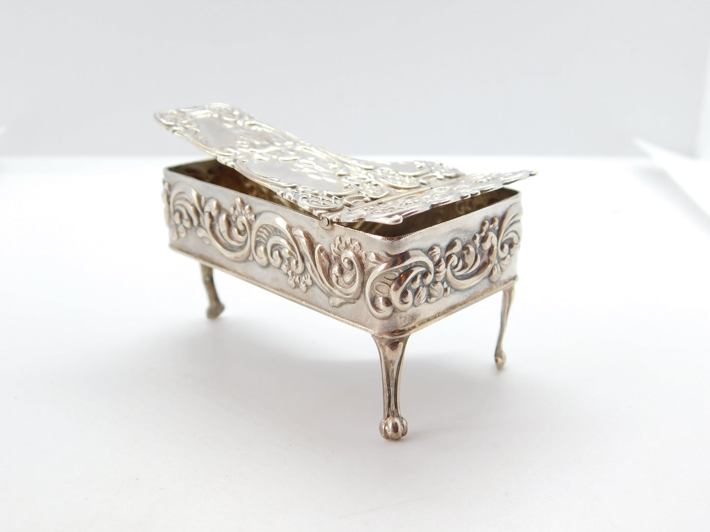 Sterling Silver Miniature Dolls House Grand Piano Ornament 1969 Birmingham