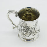 George II Sterling Silver Floral Christening Mug Tankard Antique 1749 London