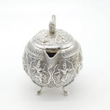 Indian Kutch Sterling Silver Elephant & God Form Bullet Teapot Antique c1880