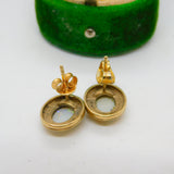 9ct Yellow Gold & Cabochon Opal Stud Earrings Vintage c1980 Birmingham