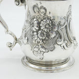 George II Sterling Silver Floral Christening Mug Tankard Antique 1749 London