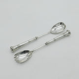 Victorian Pair of Sterling Silver Salad Servers 1901 London Antique Hutton & Sons