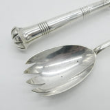 Victorian Pair of Sterling Silver Salad Servers 1901 London Antique Hutton & Sons