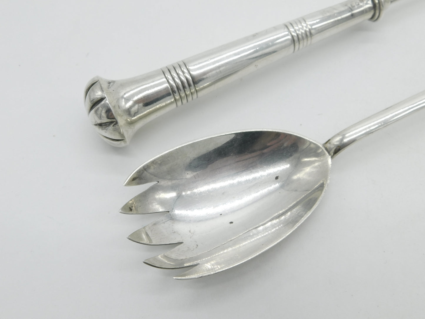 Victorian Pair of Sterling Silver Salad Servers 1901 London Antique Hutton & Sons