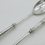 Victorian Pair of Sterling Silver Salad Servers 1901 London Antique Hutton & Sons