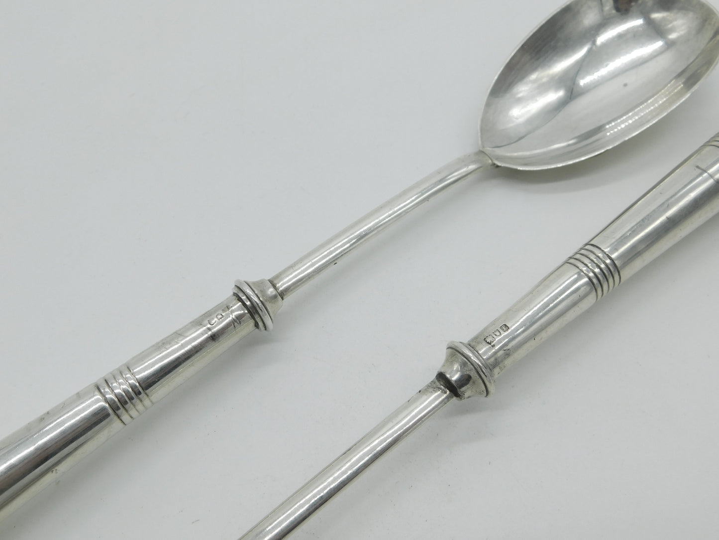 Victorian Pair of Sterling Silver Salad Servers 1901 London Antique Hutton & Sons