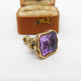 Victorian 9ct Gold Carved Amethyst 'C.C' Initial Intaglio Seal Fob c1860 Antique