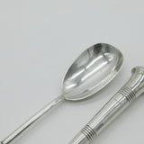 Victorian Pair of Sterling Silver Salad Servers 1901 London Antique Hutton & Sons