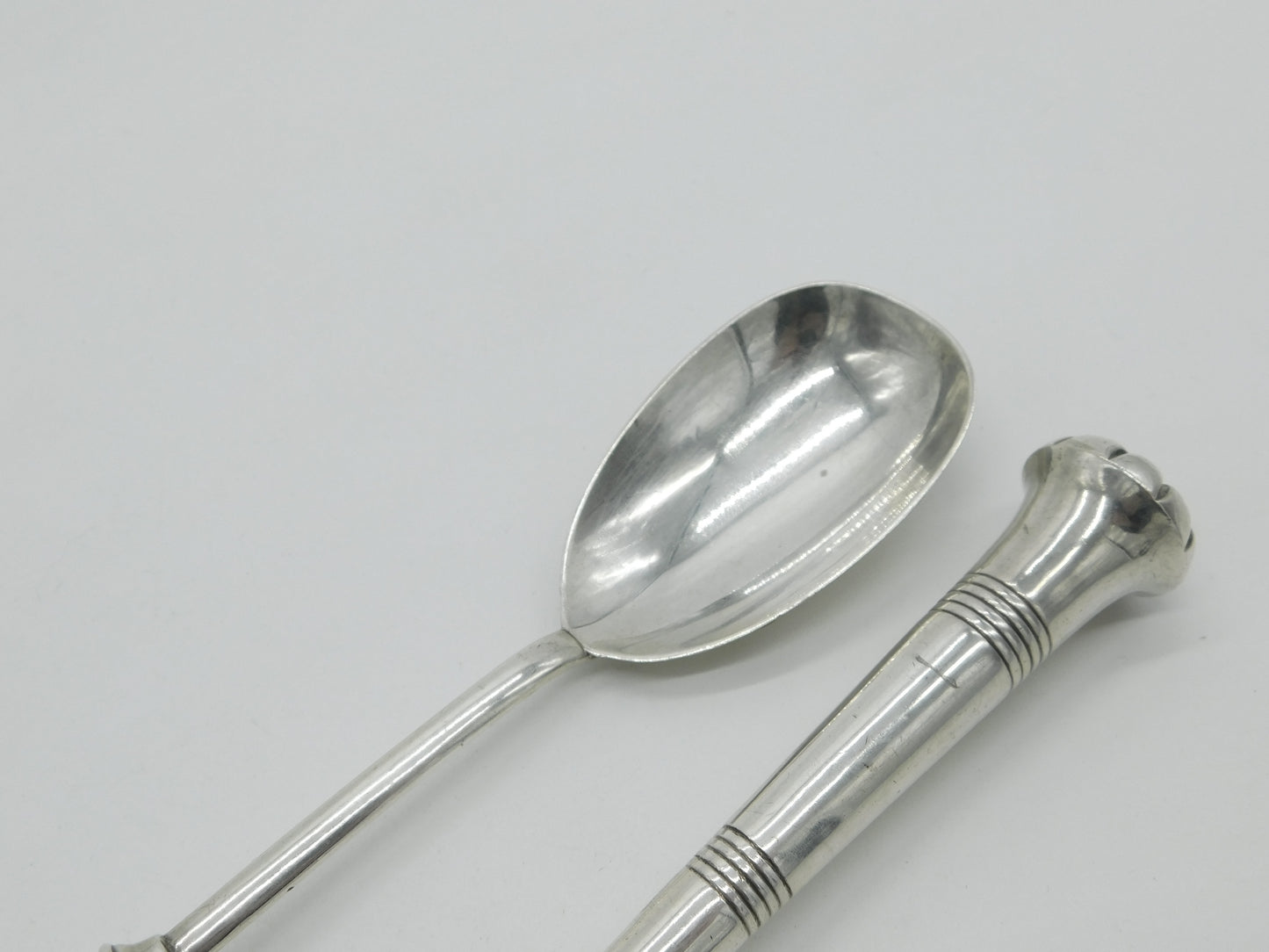 Victorian Pair of Sterling Silver Salad Servers 1901 London Antique Hutton & Sons