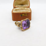 Victorian 9ct Gold Carved Amethyst 'C.C' Initial Intaglio Seal Fob c1860 Antique
