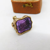 Victorian 9ct Gold Carved Amethyst 'C.C' Initial Intaglio Seal Fob c1860 Antique