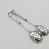 Victorian Pair of Sterling Silver Salad Servers 1901 London Antique Hutton & Sons