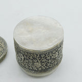 19th Century Indian Sterling Silver Floral Trinket Pot Antique c1860 Kutch