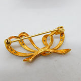 9ct Yellow Gold Rose Cut Diamond Bow Brooch Pin Vintage 1986 London