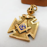 Victorian 10ct Gold, Blue Enamel Knight's Helmet Masonic Fob c1900 Antique