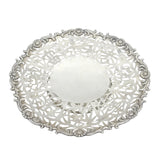 Chinese Export Sterling Silver Flower & Bird Pattern Salver Dish Antique c1930