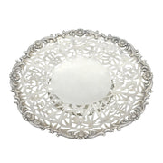 Chinese Export Sterling Silver Flower & Bird Pattern Salver Dish Antique c1930