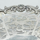 Chinese Export Sterling Silver Flower & Bird Pattern Salver Dish Antique c1930