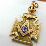 Victorian 10ct Gold, Blue Enamel Knight's Helmet Masonic Fob c1900 Antique