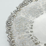 Chinese Export Sterling Silver Flower & Bird Pattern Salver Dish Antique c1930