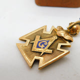 Victorian 10ct Gold, Blue Enamel Knight's Helmet Masonic Fob c1900 Antique
