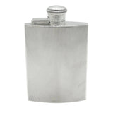 Sterling Silver Engine Turned Hip Flask Antique 1939 London Art Deco