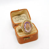 Victorian 9ct Gold, Seed Pearl & Amethyst Dress Ring Antique c1860 Size M UK