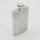 Sterling Silver Engine Turned Hip Flask Antique 1939 London Art Deco