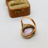 Victorian 9ct Gold, Seed Pearl & Amethyst Dress Ring Antique c1860 Size M UK