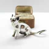 Saturno Sterling Silver Sitting Cat or Kitten Figurine Ornament Vintage c1990