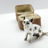 Saturno Sterling Silver Sitting Cat or Kitten Figurine Ornament Vintage c1990