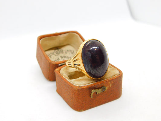 Georgian 18ct Gold Cabochon Cut Bohemian Garnet Signet Ring c1820 Antique