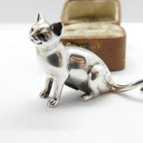 Saturno Sterling Silver Sitting Cat or Kitten Figurine Ornament Vintage c1990