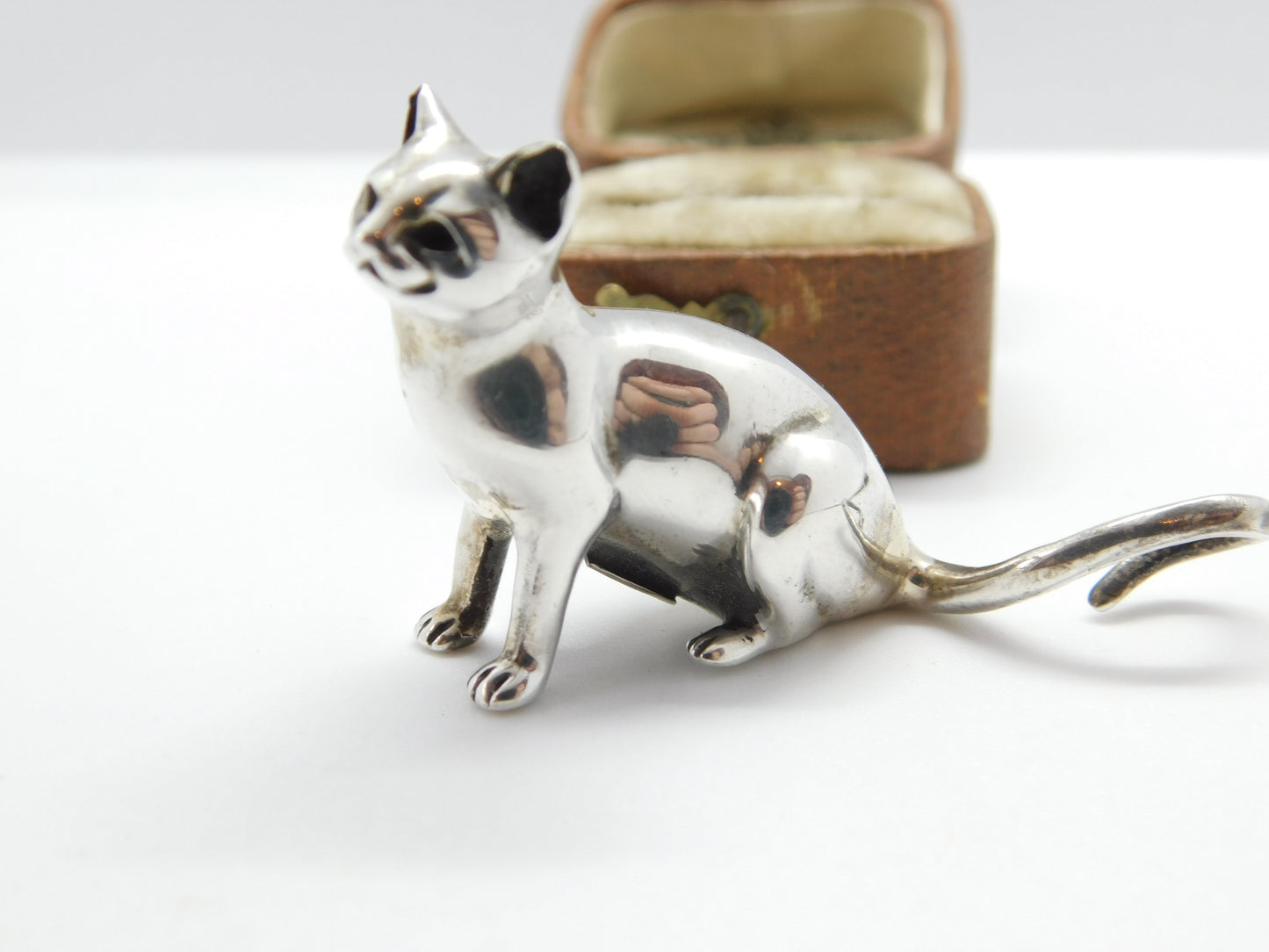 Saturno Sterling Silver Sitting Cat or Kitten Figurine Ornament Vintage c1990