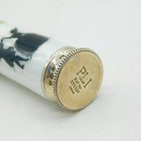 Art Deco Sterling Silver & Enamel Regency Pattern Powder Puff Antique London 1927