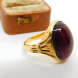 Georgian 18ct Gold Cabochon Cut Bohemian Garnet Signet Ring c1820 Antique