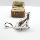 Saturno Sterling Silver Sitting Cat or Kitten Figurine Ornament Vintage c1990